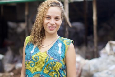 Naomi Fagla Medegan, winner of the Terre de Femmes France 2021 Award, collecting plastic waste in Benin